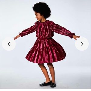 Girls Deux Par Deux Crushed Violet Velvet dress Size 8 (128cm)